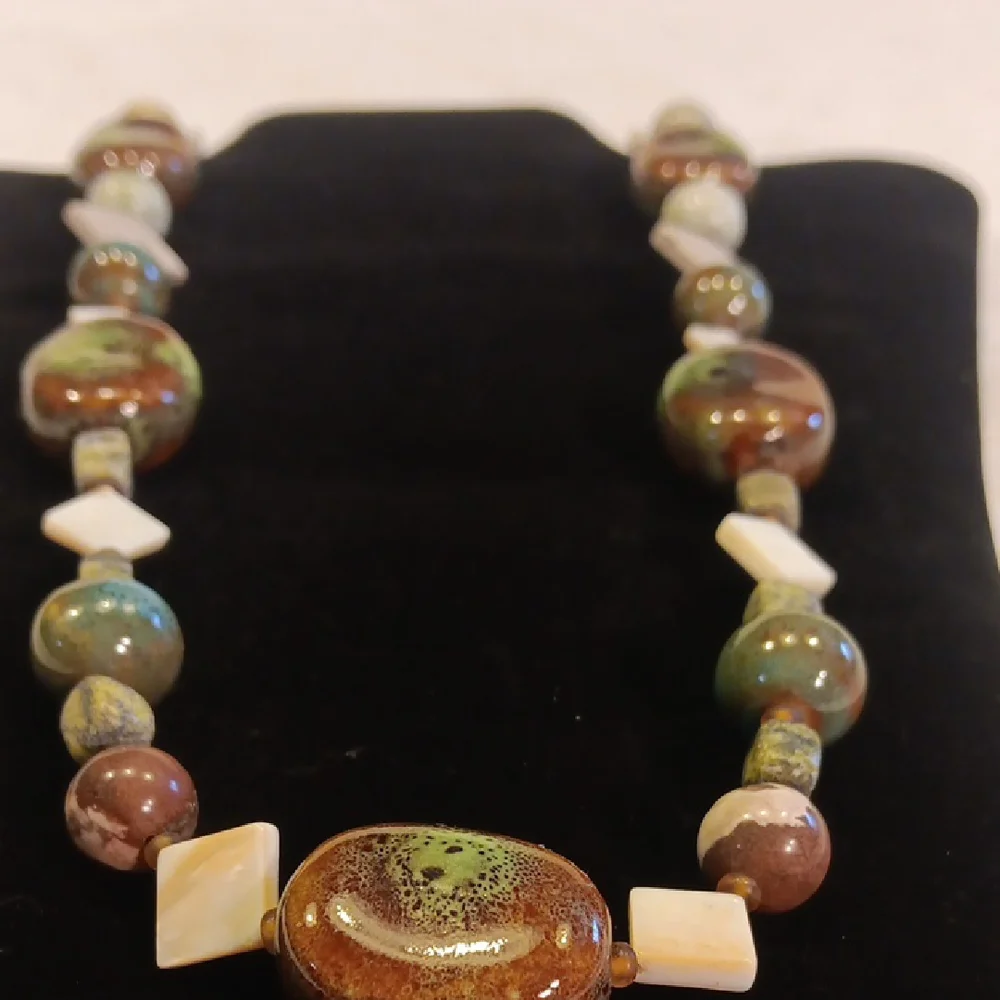 Stunning Artisan Handmade Beaded Earth Tone Necklace